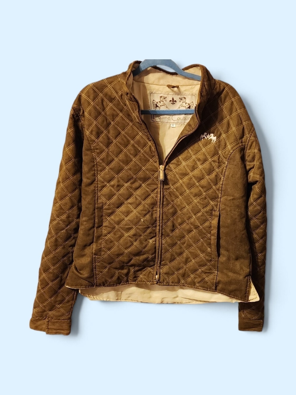 Quilted Brown Bomber Jacket - Equine Couture